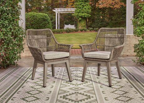 Furniture City Biloxi - Ashley Furniture - Beach Front Outdoor - Arm Chair With Cushion (Set of 2) / Beige - P399-601A