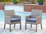 Furniture City Biloxi - Ashley Furniture - Half Moon Beach Outdoor - Arm Chair With Cushion (Set of 2) / Blue/Gray - PCP418-601A