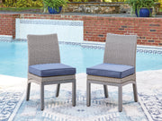 Furniture City Biloxi - Ashley Furniture - Half Moon Beach Outdoor - Side Chair with Cushion (Set of 2) / Blue/Gray - PCP418-601
