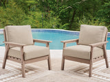 Furniture City Biloxi - Ashley Furniture - Grover Beach Outdoor - Lounge Chair w/Cushion (Set of 2) / Driftwood - PCP422-820