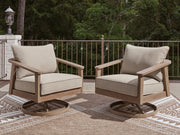 Furniture City Biloxi - Ashley Furniture - Harmony Headlands Outdoor - Swivel Lounge w/ Cushion / Natural/Gray - PCP428-821