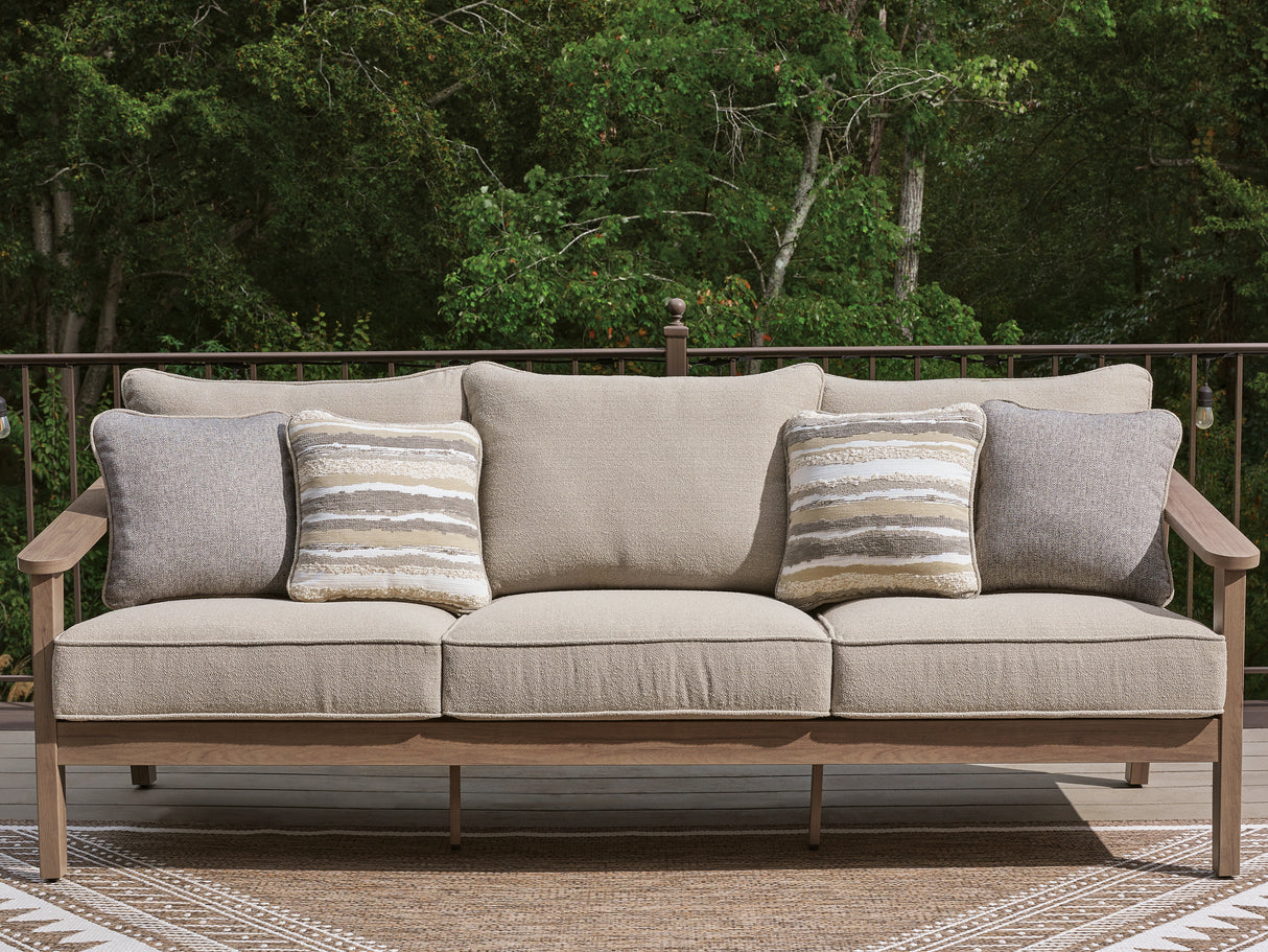 Furniture City Biloxi - Ashley Furniture - Harmony Headlands Outdoor - Sofa with Cushion / Natural/Gray - PCP428-838
