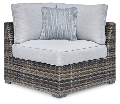 Furniture City Biloxi - Ashley Furniture - Harbor Court Outdoor - Corner with Cushion (Set of 2) / Gray - P459-877