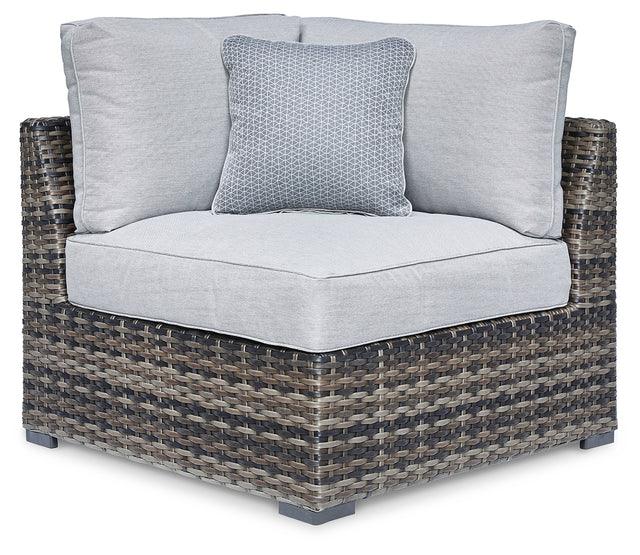 Furniture City Biloxi - Ashley Furniture - Harbor Court Outdoor - Corner with Cushion (Set of 2) / Gray - P459-877