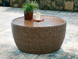 Furniture City Biloxi - Ashley Furniture - Double Point Outdoor - Round Cocktail Table / Beige - PCP503-708