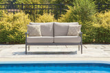Furniture City Biloxi - Ashley Furniture - Ocean Beach Outdoor - Loveseat w/Cushion / Gray - PCP510-835