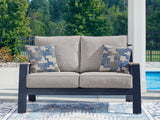 Furniture City Biloxi - Ashley Furniture - East Beach Outdoor - Loveseat w/Cushion / Navy Blue/Driftwood - PCP587-835