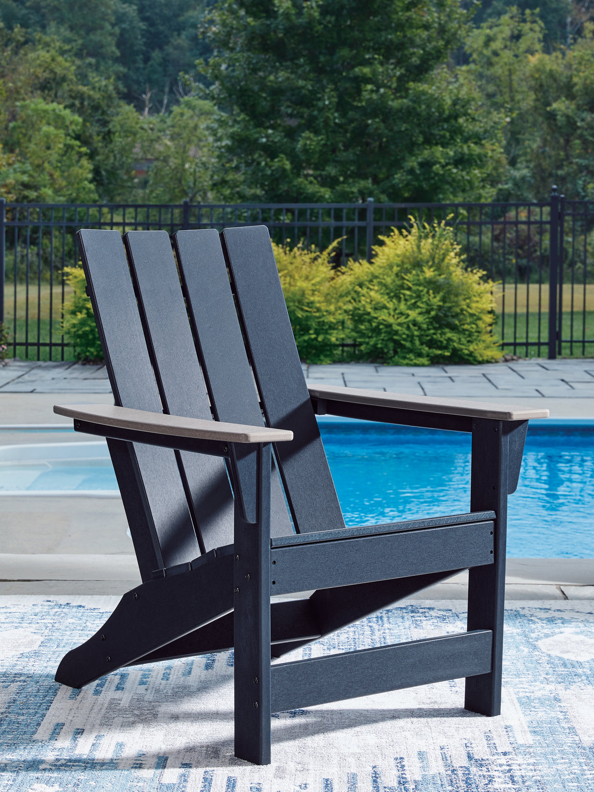 Furniture City Biloxi - Ashley Furniture - East Beach Outdoor - Adirondack Chair / Navy Blue/Driftwood - PCP587-898