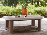 Furniture City Biloxi - Ashley Furniture - Dolan Creek Outdoor - Rectangular Cocktail Table / Beige/Brown - PCP610-701