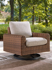 Furniture City Biloxi - Ashley Furniture - Dolan Creek Outdoor - Swivel Lounge w/ Cushion / Gray/Brown - PCP610-821