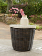 Furniture City Biloxi - Ashley Furniture - Kimora Outdoor - Swivel Lounge Chair w/Cushion / Beige/Dark Brown - P711-810