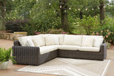 Furniture City Biloxi - Ashley Furniture - Kimora Outdoor - 3-Piece Outdoor Sectional / Beige/Dark Brown - P711P1