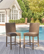 Furniture City Biloxi - Ashley Furniture - Walton Bridge Outdoor - Square Bar Table w/Fire Pit / Driftwood - P749-665