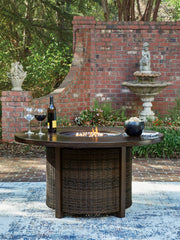 Furniture City Biloxi - Ashley Furniture - Monterey Point Outdoor - Round Fire Pit Table / Dark Brown - PCP760-776