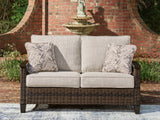 Furniture City Biloxi - Ashley Furniture - Monterey Point Outdoor - Loveseat w/Cushion / Dark Brown - PCP760-835