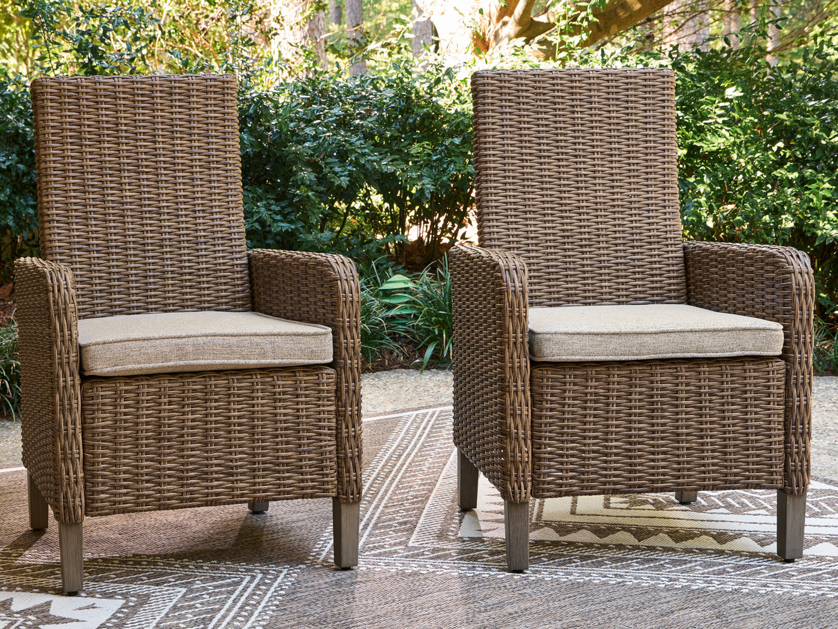 Furniture City Biloxi - Ashley Furniture - Laguna Heights Outdoor - Arm Chair With Cushion (Set of 2) / Beige - PCP790-601A