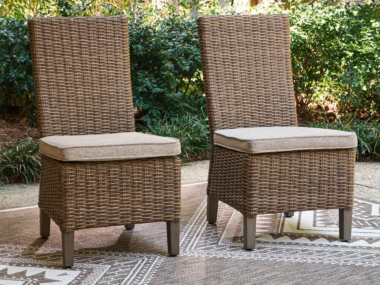 Furniture City Biloxi - Ashley Furniture - Laguna Heights Outdoor - Side Chair with Cushion (Set of 2) / Beige - PCP790-601