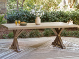 Furniture City Biloxi - Ashley Furniture - Laguna Heights Outdoor - RECT Dining Table w/UMB OPT / Beige - PCP790-625