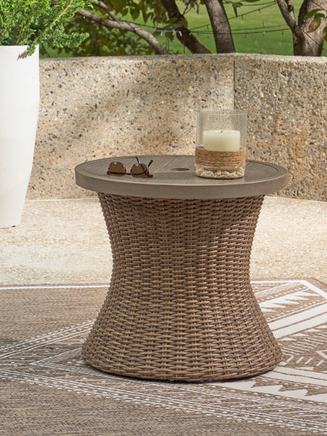 Furniture City Biloxi - Ashley Furniture - Laguna Heights Outdoor - Round End Table w/UMB OPT - PCP790-706