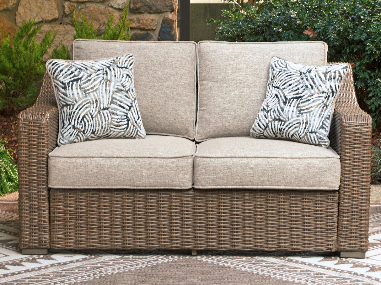 Furniture City Biloxi - Ashley Furniture - Laguna Heights Outdoor - Loveseat w/Cushion / Beige - PCP790-835