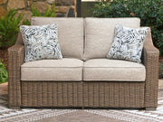 Furniture City Biloxi - Ashley Furniture - Laguna Heights Outdoor - Loveseat w/Cushion / Beige - PCP790-835