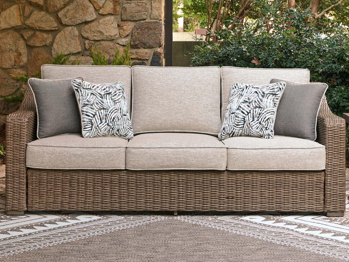 Furniture City Biloxi - Ashley Furniture - Laguna Heights Outdoor - Sofa with Cushion / Beige - PCP790-838