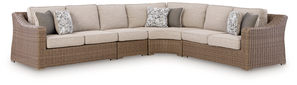 Furniture City Biloxi - Ashley Furniture - Laguna Heights Outdoor - 4-Piece Outdoor Sectional / Beige - PCP790P2