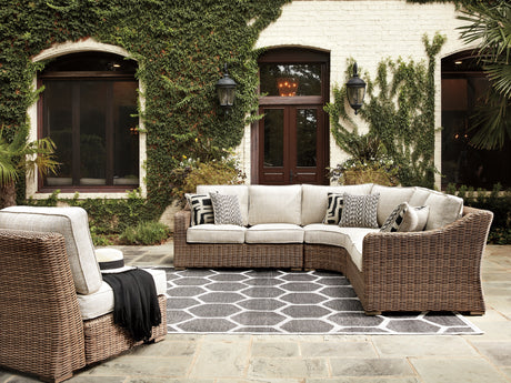 Furniture City Biloxi - Ashley Furniture - Beachcroft Outdoor - 5-Piece Outdoor Sectional / Black/Light Gray - P792P6