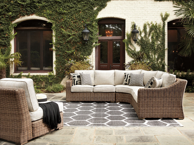 Furniture City Biloxi - Ashley Furniture - Beachcroft Outdoor - 5-Piece Outdoor Sectional / Black/Light Gray - P792P6