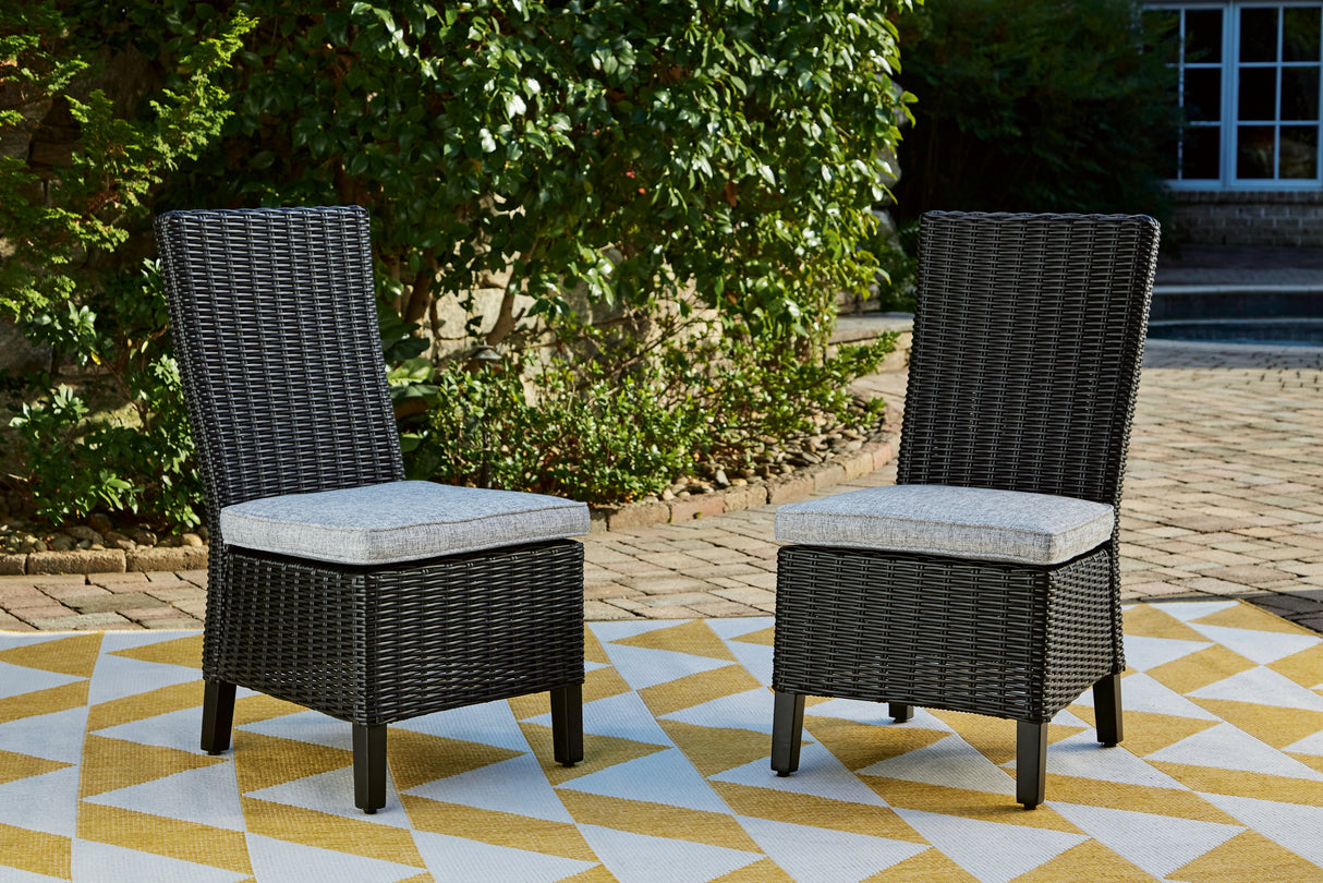 Furniture City Biloxi - Ashley Furniture - Beachcroft Outdoor - Side Chair with Cushion (Set of 2) / Black/Light Gray - P792-601