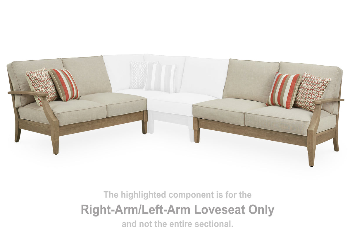 Furniture City Biloxi - Ashley Furniture - Clare View Outdoor - RAF/LAF Loveseat w/CUSH (Set of 2) / Beige - P801-854
