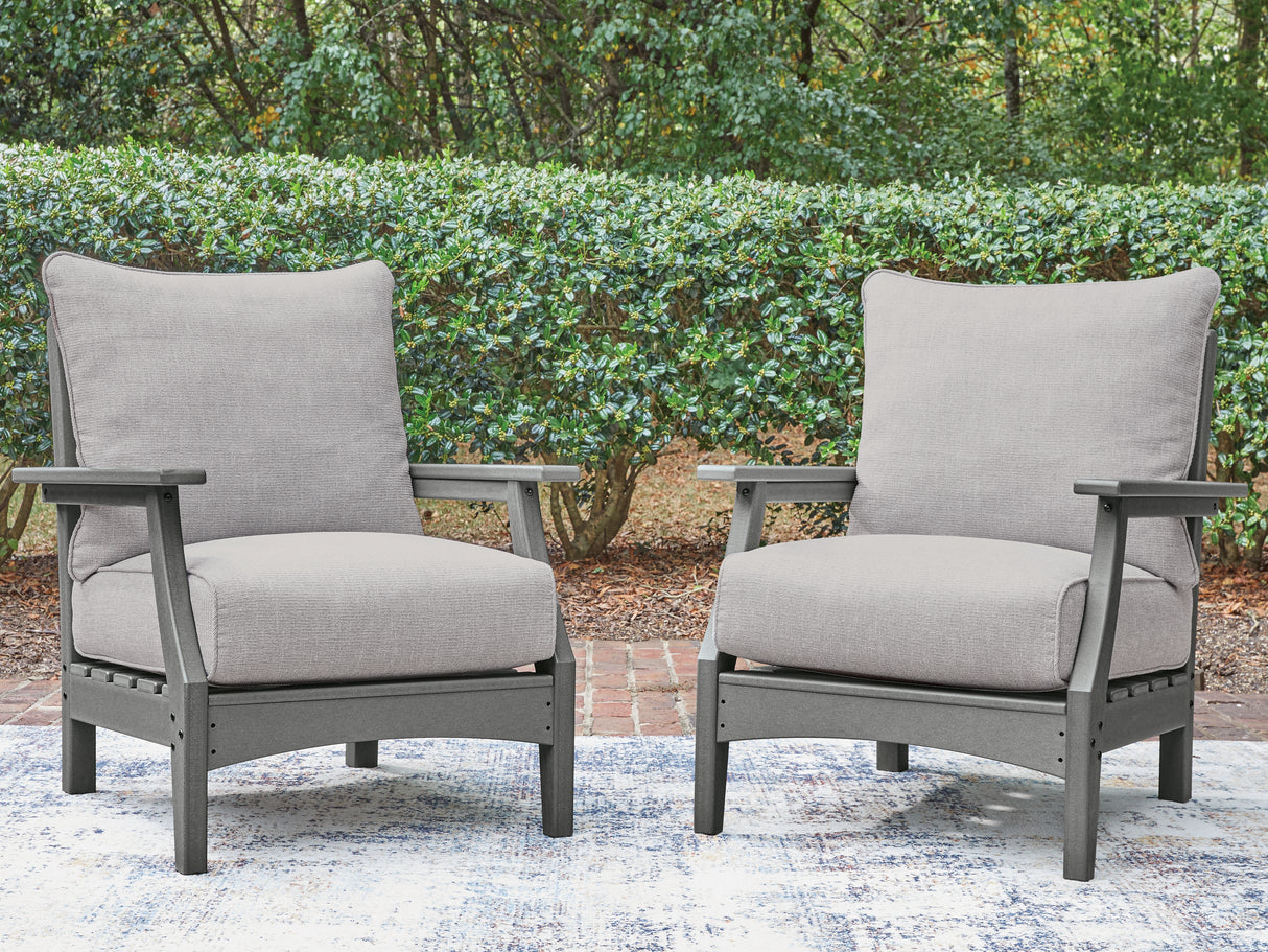 Furniture City Biloxi - Ashley Furniture - Cove Beach Outdoor - Lounge Chair w/Cushion (Set of 2) / Gray - PCP803-820