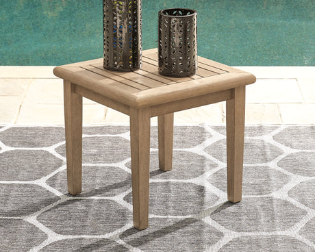 Furniture City Biloxi - Ashley Furniture - Gerianne Outdoor - Square End Table / Grayish Brown - P805-702