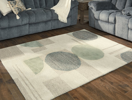 Furniture City Biloxi - Ashley Furniture - Dallane Rug - 8' x 10' Rug / Linen/Blue/Green - R406351