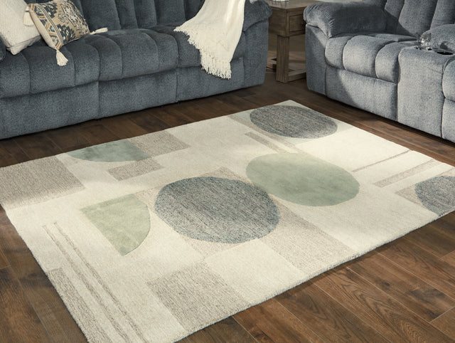 Furniture City Biloxi - Ashley Furniture - Dallane Rug - 8' x 10' Rug / Linen/Blue/Green - R406351