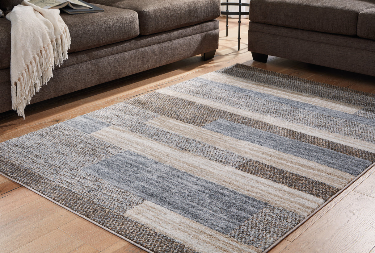 Furniture City Biloxi - Ashley Furniture - Sethburn Rug - 5' x 7' Rug / Cream/Brown/Gray - R406592