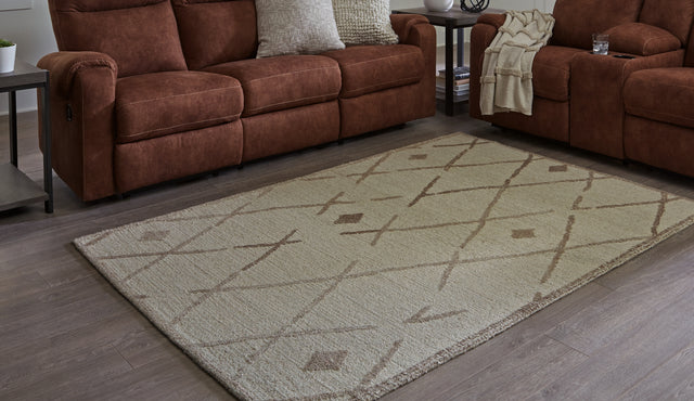 Furniture City Biloxi - Ashley Furniture - Guyford Rug - 8' x 10' Rug / Beige/Brown - R406871