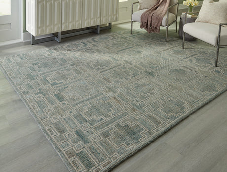 Furniture City Biloxi - Ashley Furniture - Jossland Rug - 8' x 10' Rug / Green/Ivory - R406911