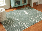 Furniture City Biloxi - Ashley Furniture - Cayworth Rug - 5' x 7' Rug / Teal/White - R407092