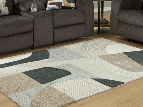 Furniture City Biloxi - Ashley Furniture - Edrickhill Rug - 5' x 7' Rug / Grayish Teal/Taupe/Cream - R407122