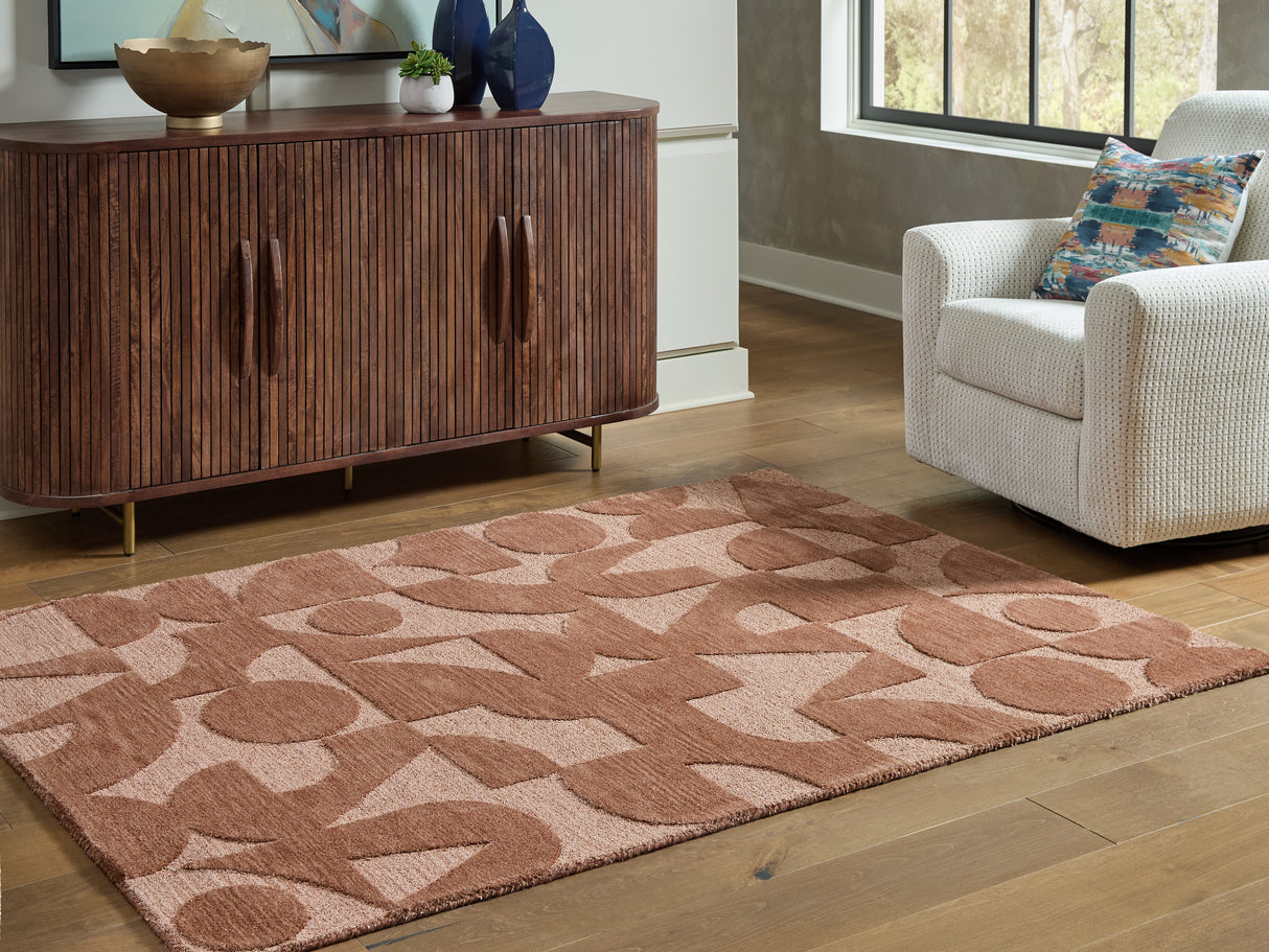 Furniture City Biloxi - Ashley Furniture - Perrenton Rug - 5' x 7' Rug / Clay - R407202