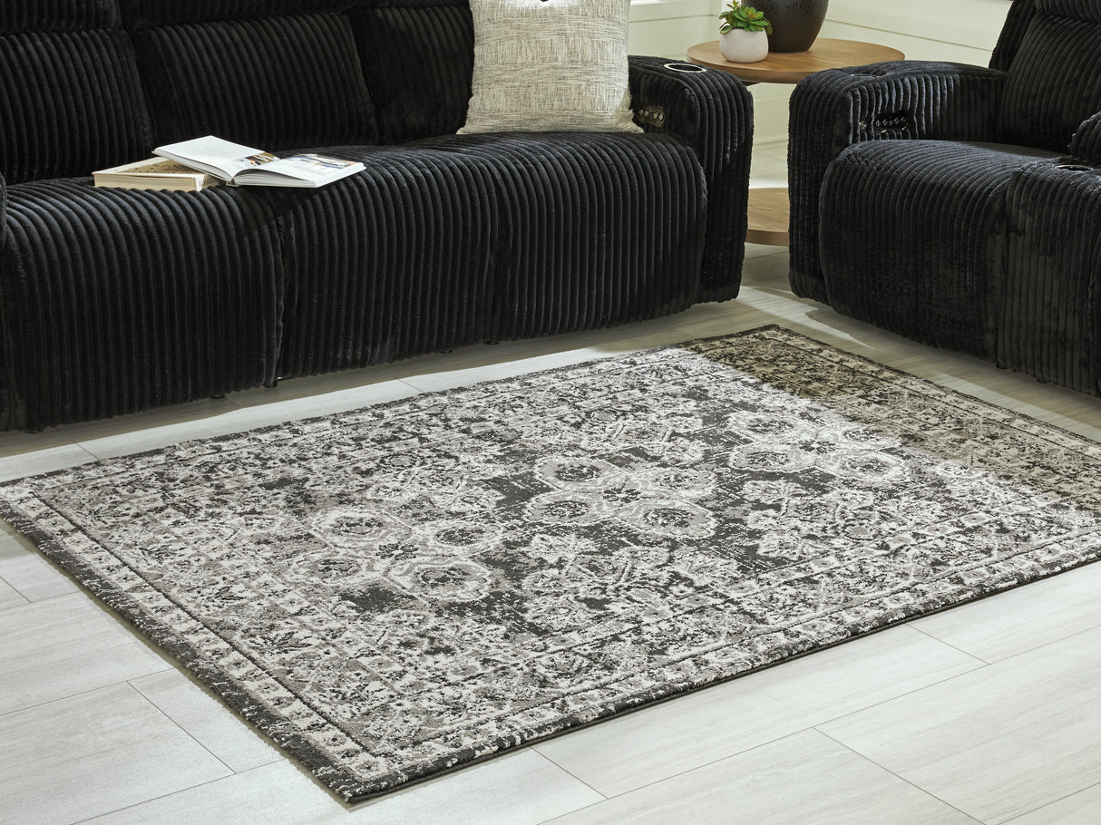 Furniture City Biloxi - Ashley Furniture - Glennisman Rug - Medium Rug / Black/Gray/Ivory - R407272