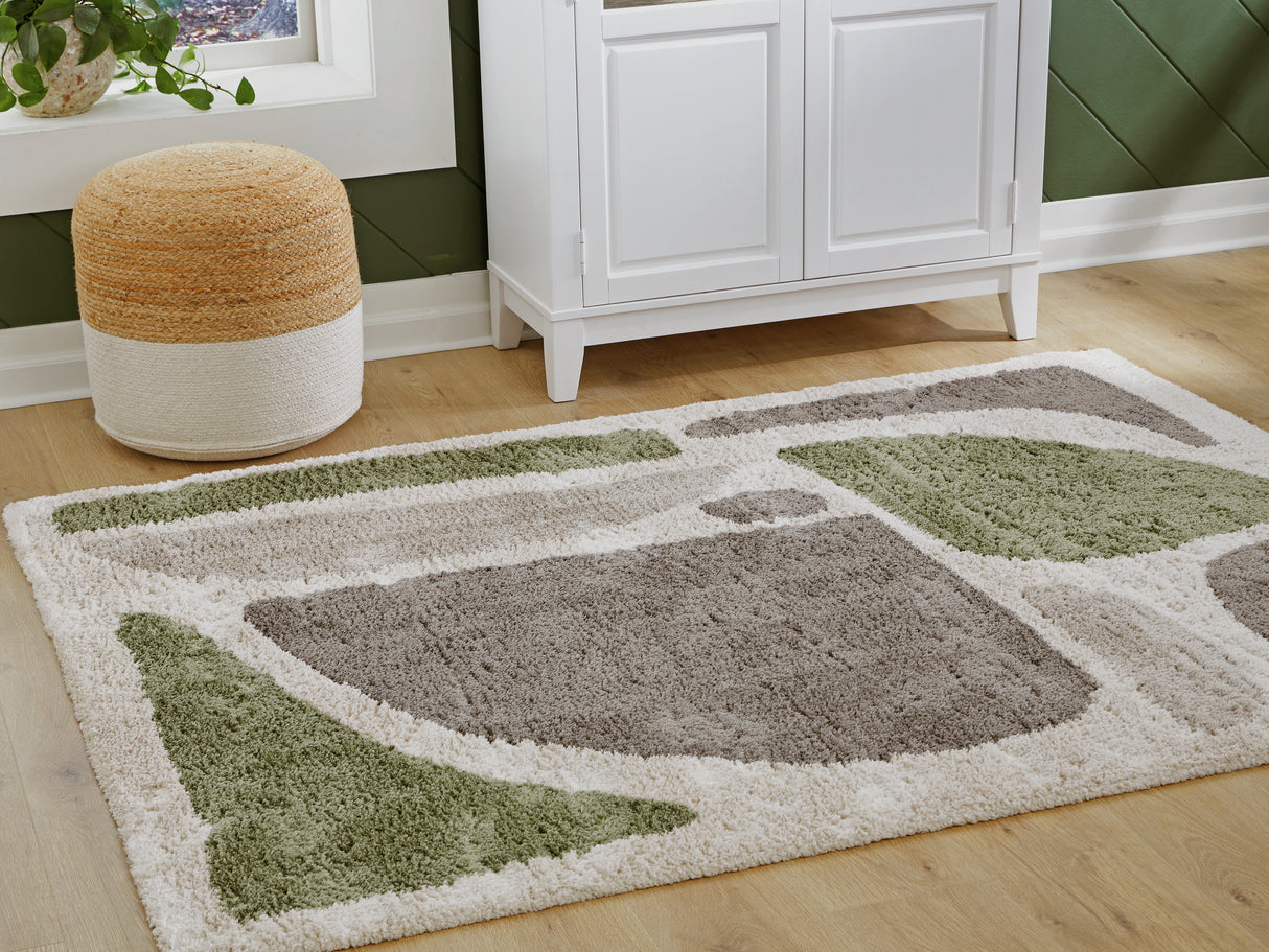 Furniture City Biloxi - Ashley Furniture - Anburgh Rug - Medium Rug / Green/Gray/Ivory - R407352