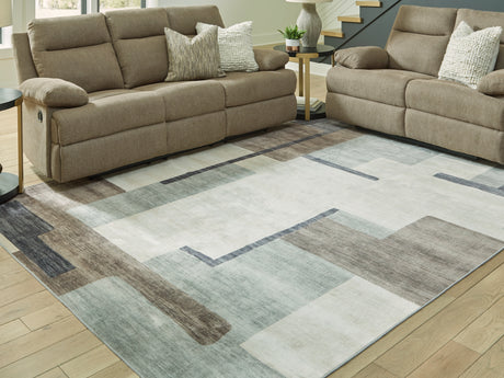Furniture City Biloxi - Ashley Furniture - Larkport Rug - Washable 8' x 10' Area Rug / Cream/Brown/Gray - R407411