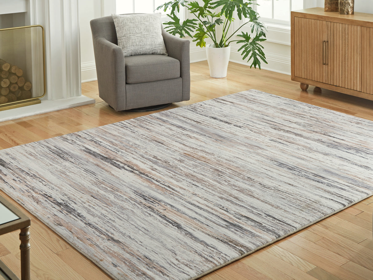 Furniture City Biloxi - Ashley Furniture - Nace Rug - 7'6" x 9'6" Area Rug / Gray/Brown/White - R407471