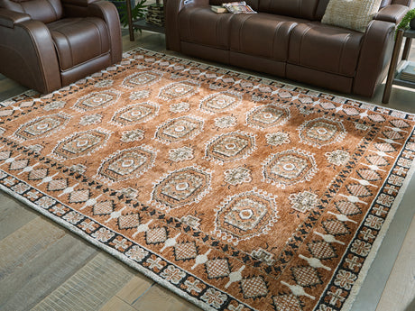 Furniture City Biloxi - Ashley Furniture - Qaabiz Rug - 5' x 7' Area Rug / Sienna/Ivory/Black - R407522