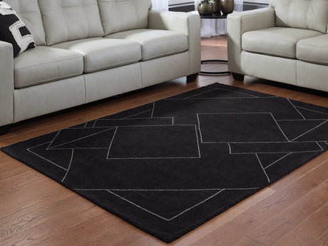Furniture City Biloxi - Ashley Furniture - Marav Rug - 7'8" x 10' Area Rug / Black/White - R407531