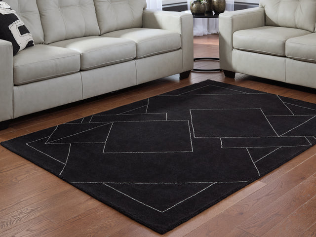 Furniture City Biloxi - Ashley Furniture - Marav Rug - 7'8" x 10' Area Rug / Black/White - R407531