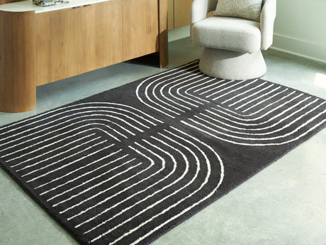 Furniture City Biloxi - Ashley Furniture - Eldonmore Rug - 5' x 7' Area Rug / Black/Ivory - R407572
