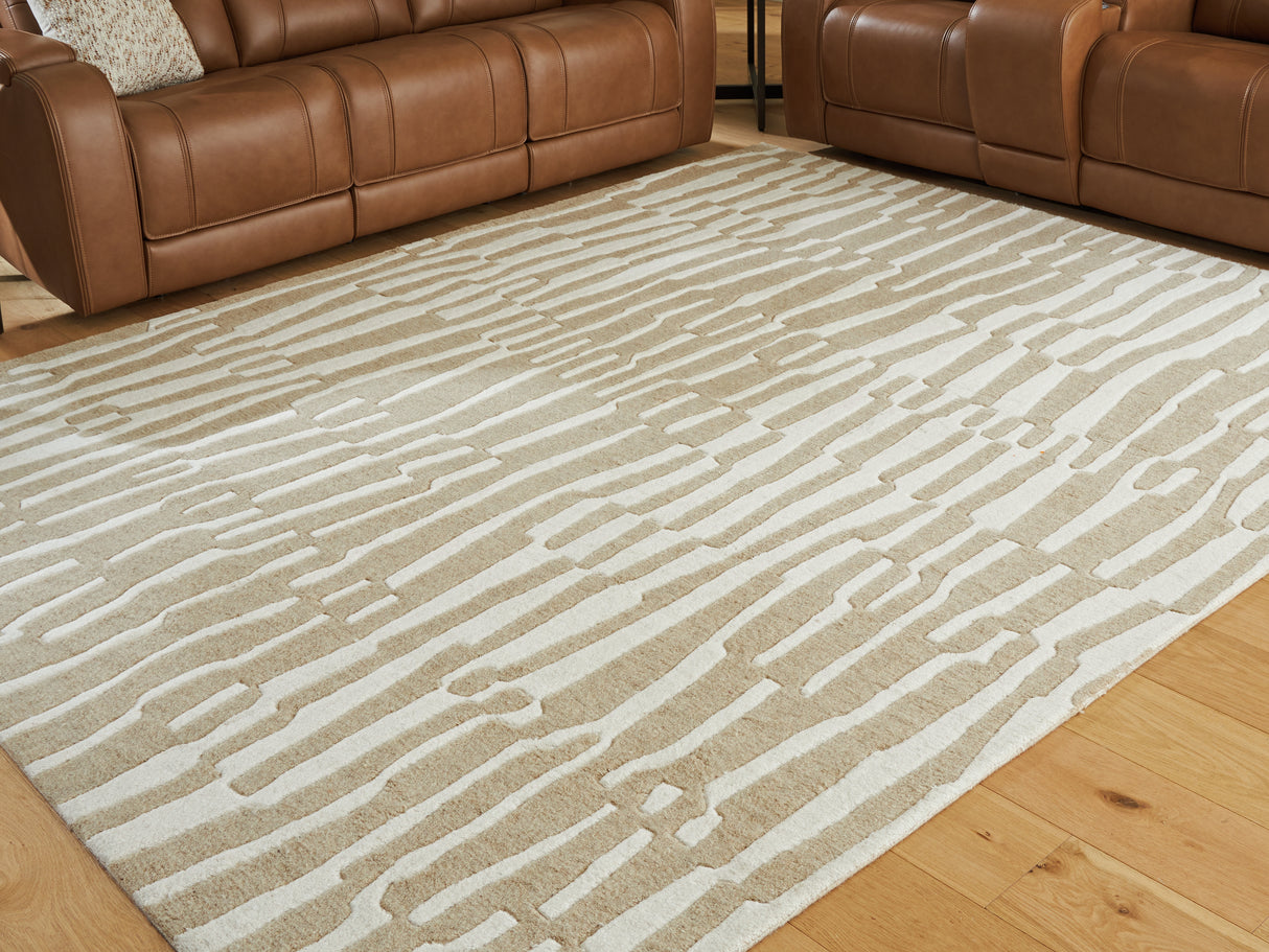 Furniture City Biloxi - Ashley Furniture - Corrbell Rug - 5' x 7' Area Rug / Beige/White - R407632